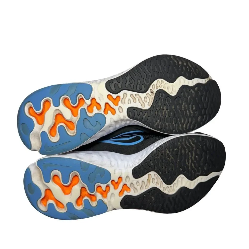 Nike react Black Shoe with Blue Swoosh and Orange Heel size 12